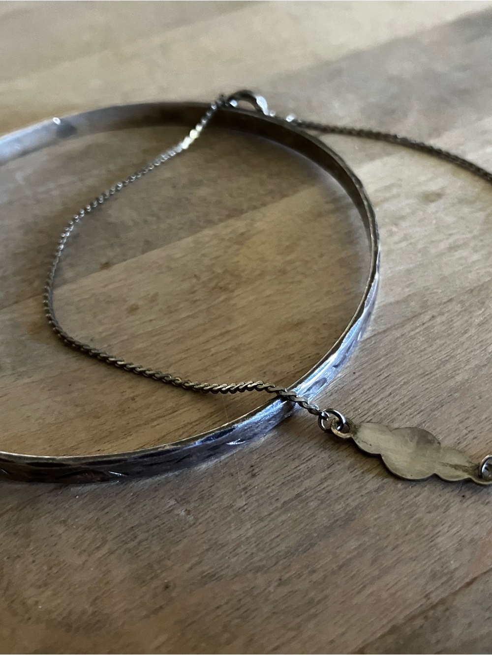 Vintage Sterling Silver Women’s Bangle Bracelet and signet bracelet set